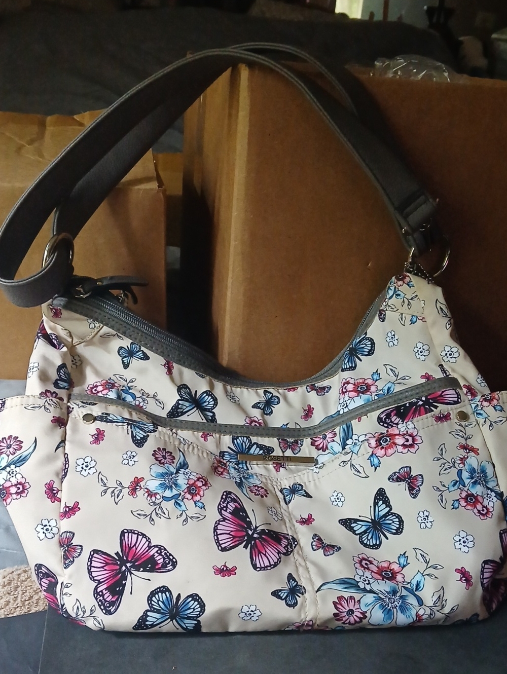 Rosetti Floral Butterfly Shoulder Bag - Multiple Pockets And  Closures NWOT